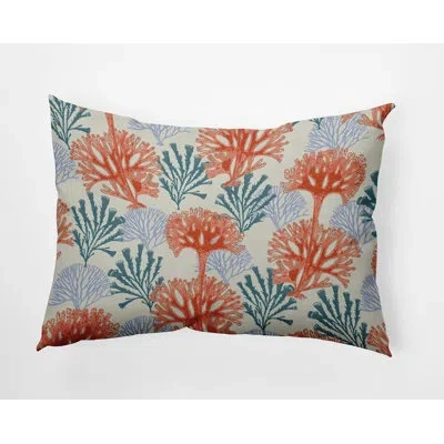 E By Design Botanical Blooms Floral Indoor/outdoor Reversible Throw Pillow In Surf Board Orange Floral