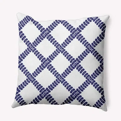 E By Design Botanical Blooms Geometric Indoor/outdoor Reversible Throw Pillow In Purplish Blue Geometric
