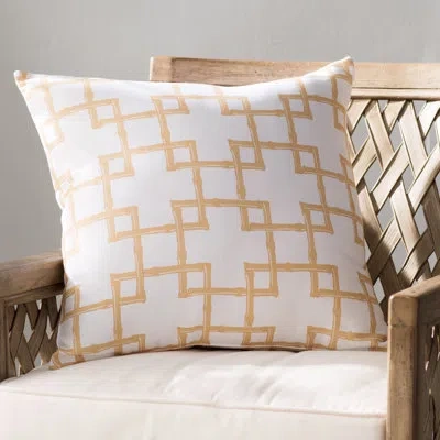 E By Design Botanical Blooms Indoor Outdoor Throw Pillow In Gold