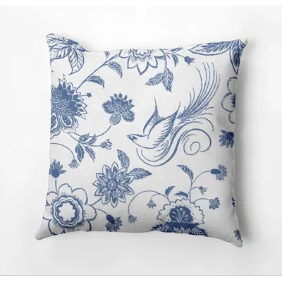 E By Design Botanical Blooms Outdoor Square Pillow Cover And Insert In Blue