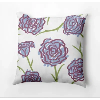 E By Design Botanical Blooms Outdoor Square Pillow Cover And Insert In Blue