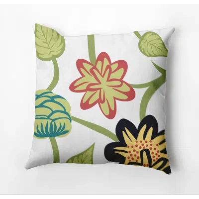 E By Design Botanical Blooms Outdoor Square Pillow Cover & Insert In Navy Blue