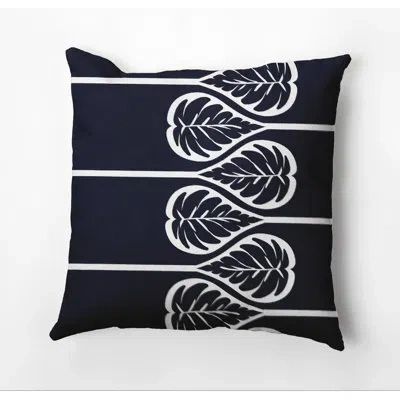 E By Design Botanical Blooms Outdoor Square Pillow Cover & Insert In Navy Blue