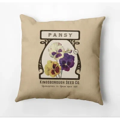 E By Design Botanical Blooms Outdoor Square Pillow Cover & Insert In Taupe