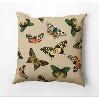 E By Design Botanical Blooms Outdoor Square Pillow Cover & Insert In Taupe