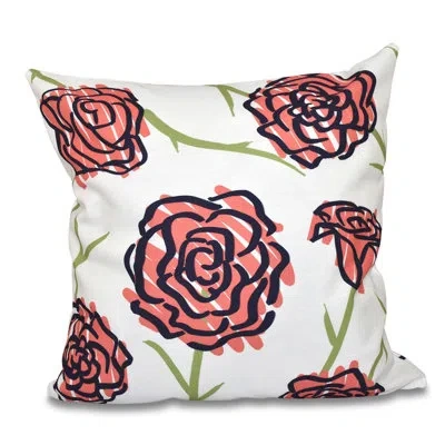 E By Design Botanical Blooms Spring Floral Print Pillow In Coral
