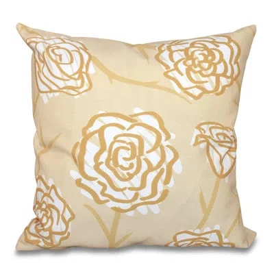 E By Design Botanical Blooms Spring Floral Print Pillow In Gold