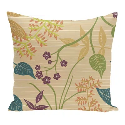 E By Design Botanical Blooms Square Pillow Cover & Insert In Gold