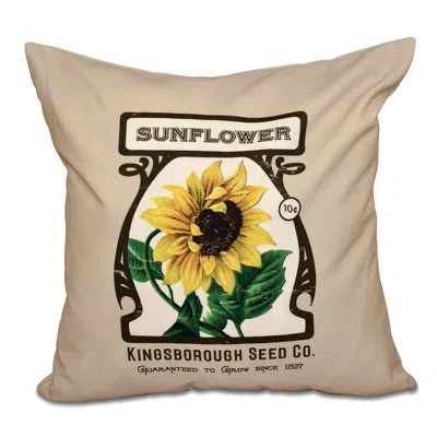 E By Design Botanical Blooms Valley Sunflower Square Pillow Cover & Insert In Taupe