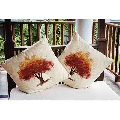 E By Design Bount Outdoor Square Pillow Cover & Insert In Brown