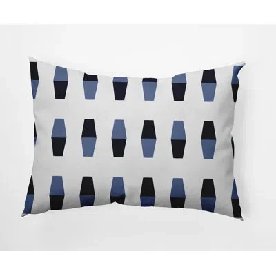 E By Design Bowling Pins Rectangular Cotton Pillow Cover And Insert In Navy Blue