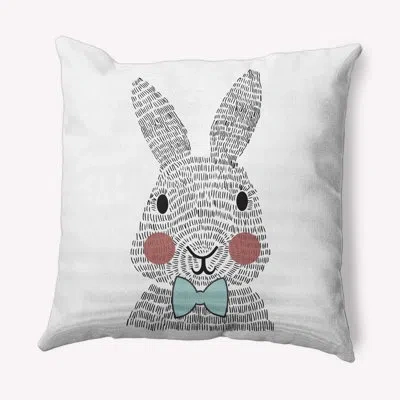 E By Design Bow-tie Bunny Easter Decorative Square Pillow Cover & Insert In Wave Top Blue