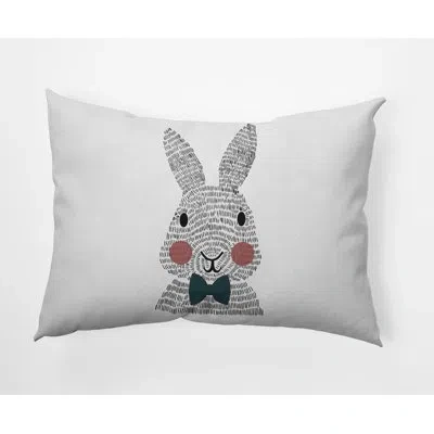 E By Design Bow-tie Bunny Easter Outdoor Rectangular Pillow Cover & Insert In Ocean Abyss Green