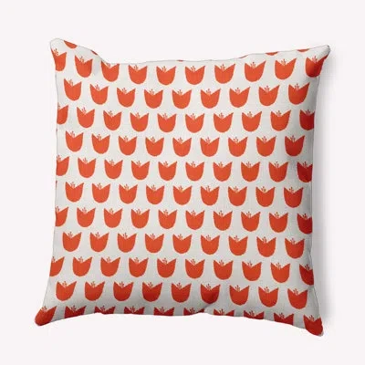 E By Design Breeland Polyester Square Pillow Cover & Insert In Bright Orange,down