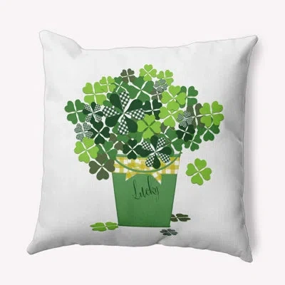 E By Design Bucket Of Shamrocks Indoor/outdoor Throw Pillow