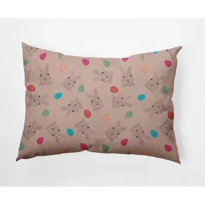 E By Design Bunnies And Eggs Easter Decorative Rectangular Pillow Cover & Insert In Sunwashed Red