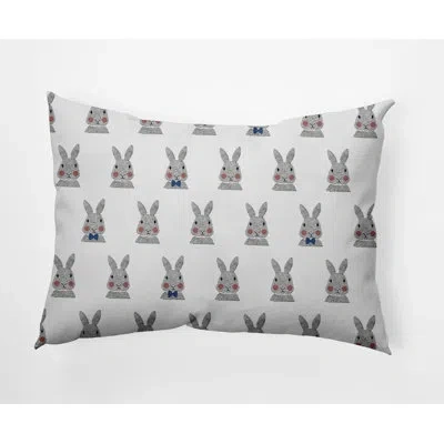 E By Design Bunny Fluffle Easter Outdoor Rectangular Pillow Cover & Insert In Dark Cobalt Blue