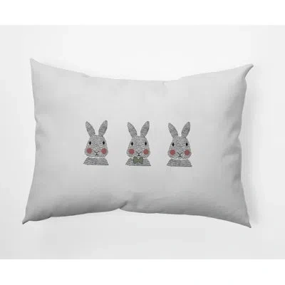 E By Design Bunny Triplets Easter Decorative Rectangular Pillow Cover & Insert In Laurel Tree Green