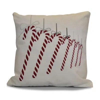E By Design Candy Canes Square Pillow Cover & Insert In Gray