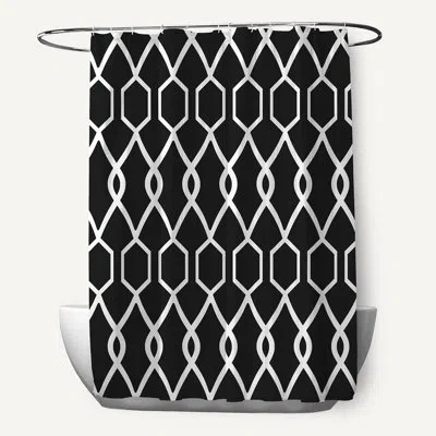 E By Design Charleston Geometric Print Single Shower Curtain In Raven