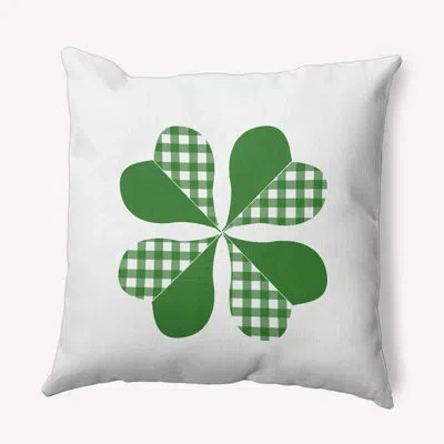 E By Design Checkered Clover Accent Pillow In Green