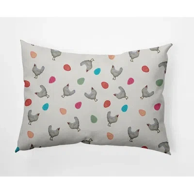 E By Design Chickens And Eggs Easter Decorative Rectangular Pillow Cover & Insert In Whisper White