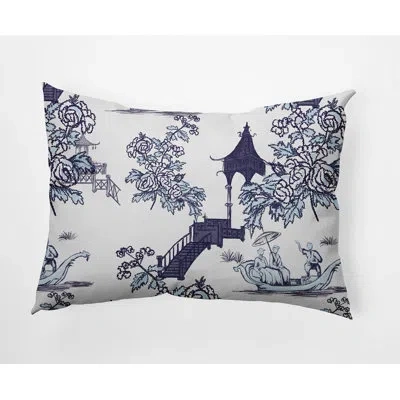 E By Design China China Old Lumbar Pillow In Blue