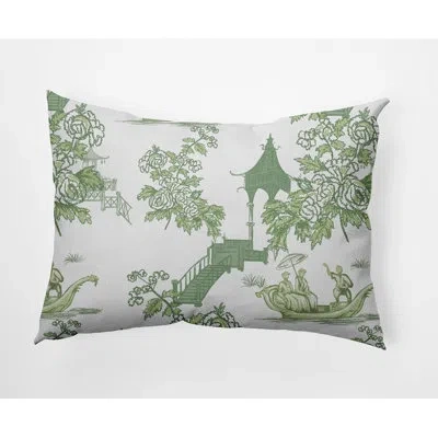 E By Design China Old Outdoor Rectangular Pillow Cover & Insert In Green