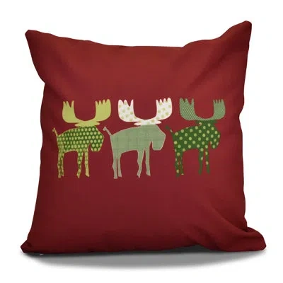 E By Design Christmas Decorative Holiday Animal Print Square Pillow Cover And Insert In Cranberry