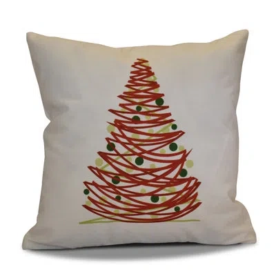 E By Design Christmas Tree Square Pillow Cover & Insert In Red
