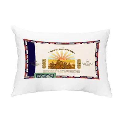E By Design Cigar Box Front Indoor / Outdoor Lumbar Pillow In Navy Blue