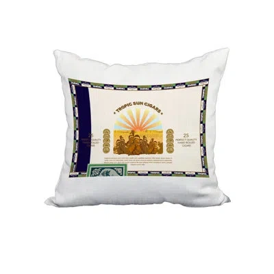 E By Design Cigar Box Front Print Square Pillow Cover And Insert In Green