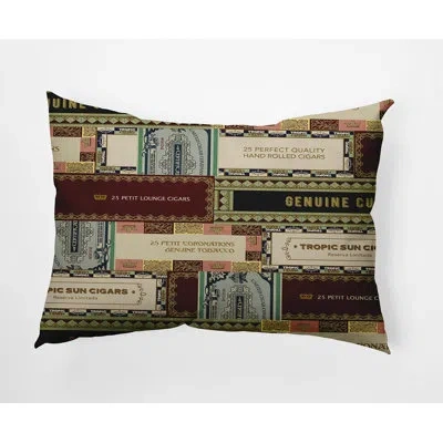 E By Design Cigar Cigar Box Collage Rectangular Pillow Cover & Insert In Green