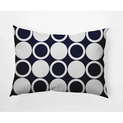 E By Design Circle Rectangular Cotton Pillow Cover And Insert In Navy Blue