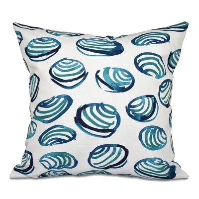 E By Design Clams Geometric Print Square Pillow Cover & Insert In Teal