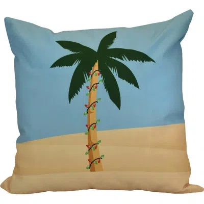 E By Design Coastal Christmas Decorative Christmas Print Outdoor Square Pillow Cover & Insert In Blue