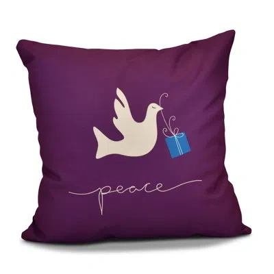E By Design Coastal Christmas Decorative Holiday Animal Print Square Pillow Cover & Insert In Purple