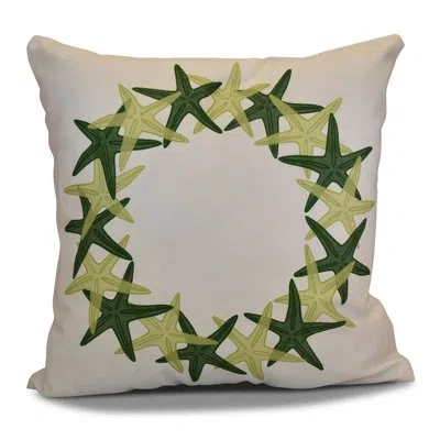 E By Design Coastal Christmas Decorative Holiday Print Square Pillow Cover & Insert In Green
