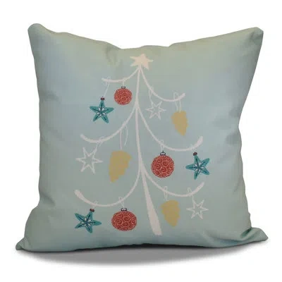 E By Design Coastal Christmas Decorative Holiday Square Pillow Cover & Insert In Aqua
