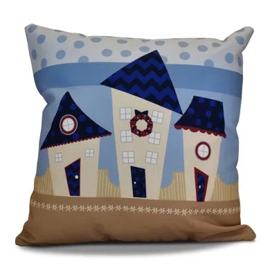 E By Design Coastal Christmas Decorative Holiday Square Pillow Cover & Insert In Navy Blue
