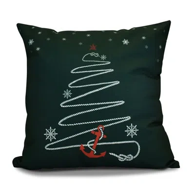 E By Design Coastal Christmas Decorative Outdoor Square Pillow Cover & Insert In Dark Green