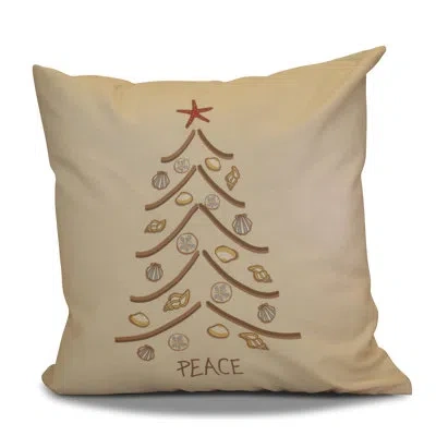 E By Design Coastal Christmas Decorative Square Pillow Cover & Insert In Beige