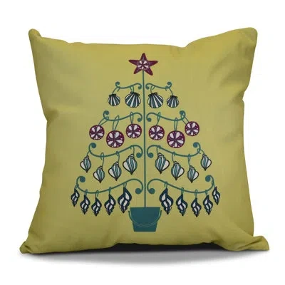 E By Design Coastal Christmas Decorative Square Pillow Cover & Insert In Light Green