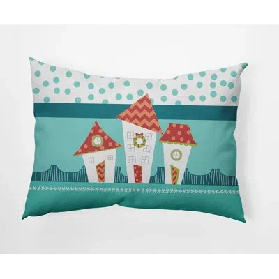 E By Design Coastal Christmas Lumbar Rectangular Indoor/outdoor Pillow In Teal