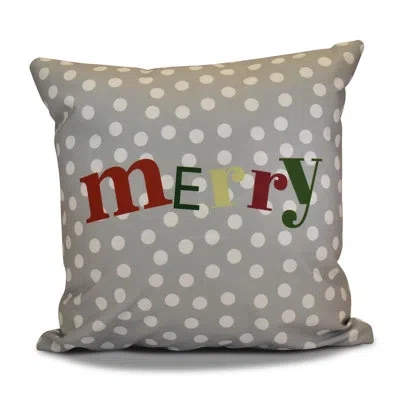 E By Design Coastal Christmas Merry Christmas Decorative Holiday Word Print Square Pillow Cover & Insert In Gray