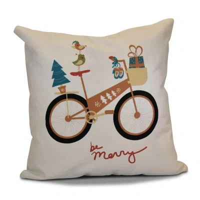 E By Design Coastal Christmas Square Pillow Cover & Insert In Gold