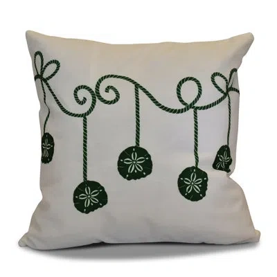E By Design Coastal Christmas Square Pillow Cover & Insert In Green