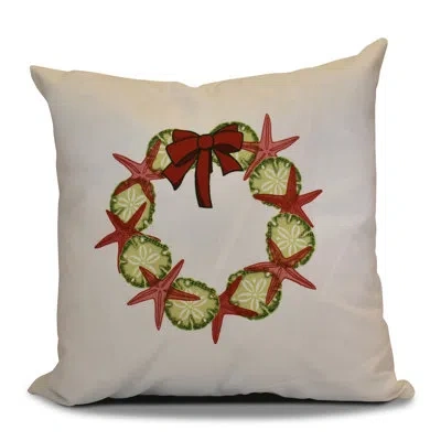 E By Design Coastal Christmas Square Pillow Cover And Insert In Red