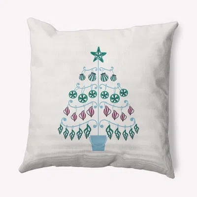 E By Design Coastal Christmas Throw Square Indoor/outdoor Pillow In Ice