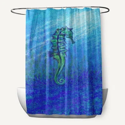 E By Design Coastal Single Shower Curtain In Blue